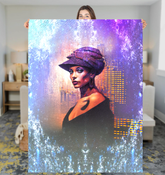 Cozy Floral Oasis Sherpa Blanket in a stylish living room.